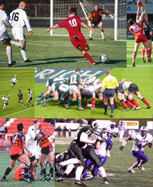 Images of football, soccer, rugby 