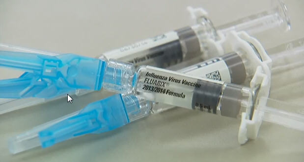 Pre-loaded syringes of 2013/2014 flu vaccine. 
