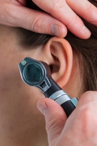 close-up of ear examination