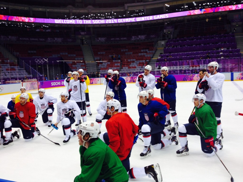 U.S. Olympic Hockey Team practice