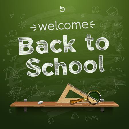 welcome back to school written on chalkboard