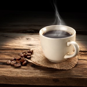 white coffee cup with steam rising