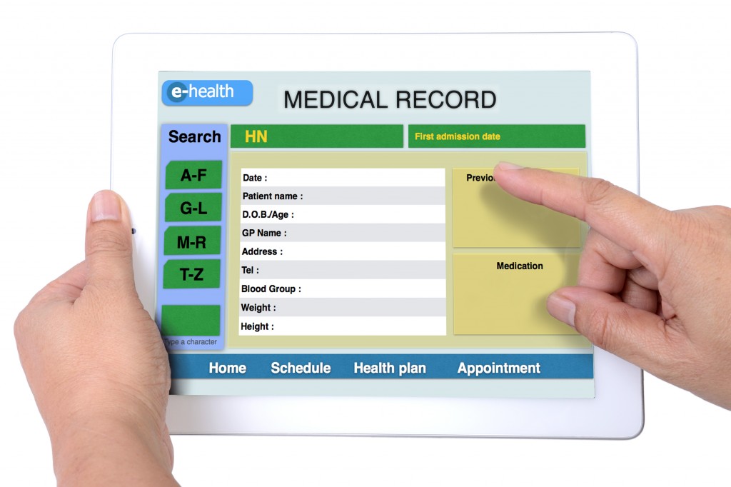 computer tablet image for medical record form representing electronic health (e-health)