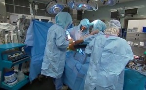 operating room medical team in surgery