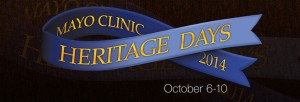 Blue ribbon with the words "Mayo Clinic Heritage Days 2014"