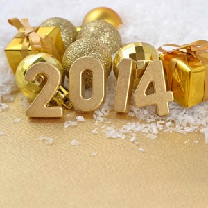 holiday ornaments and gifts with the year 2014