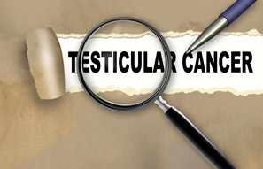 Las palabras “cáncer testicular” vistas a través de una lupa