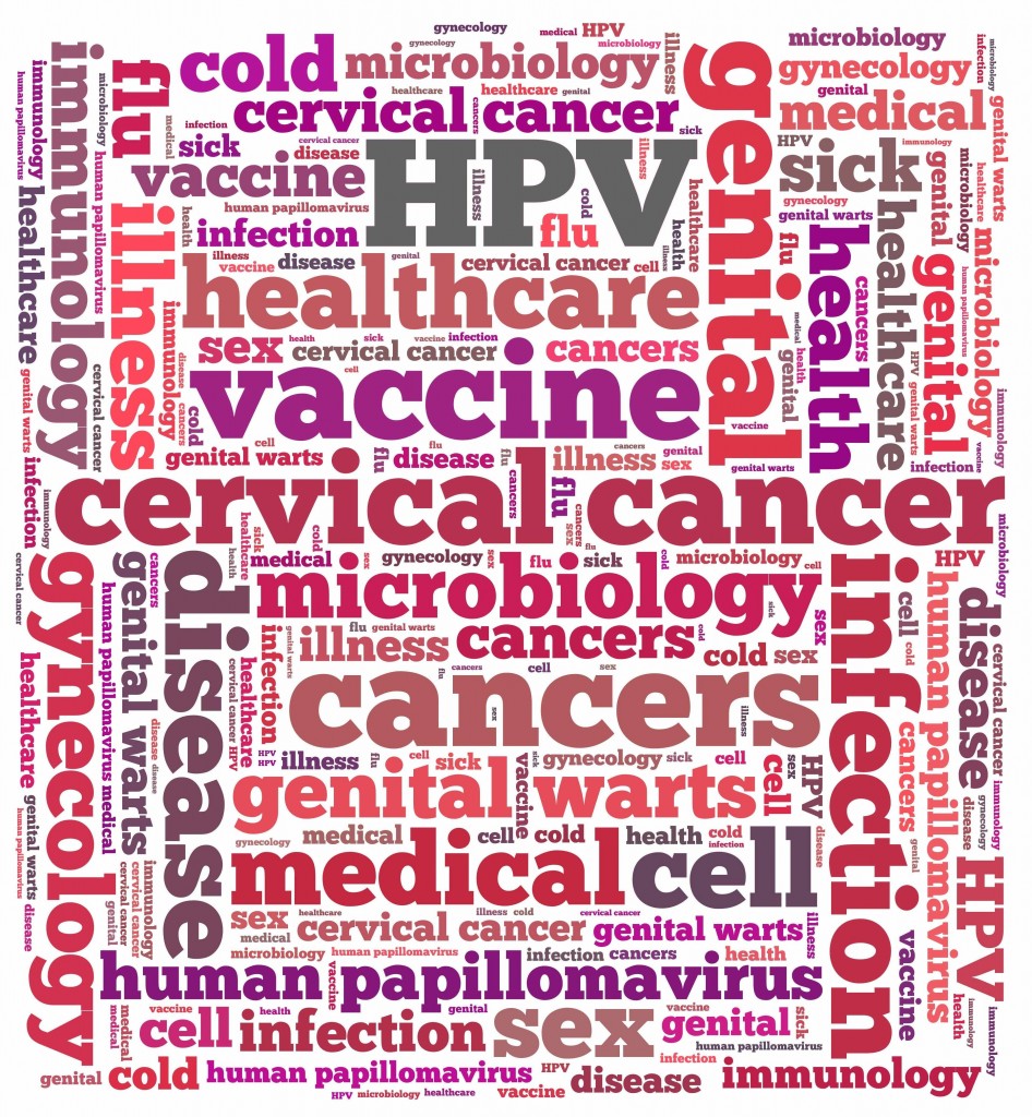 cervical cancer - human papillomavirus or HPV in word collage