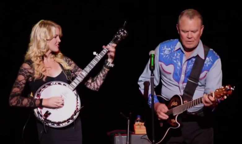 Glen Campbell on stage with daughter