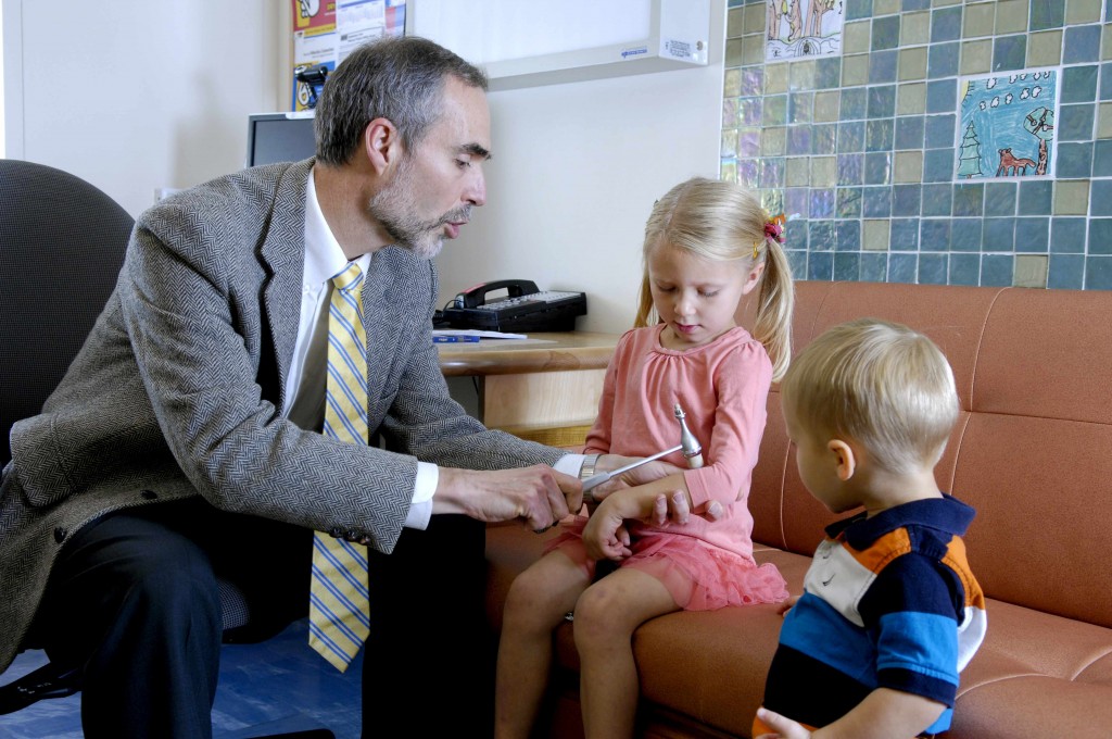 Mayo physician, pediatrician with little girl and little boy in Children's Center