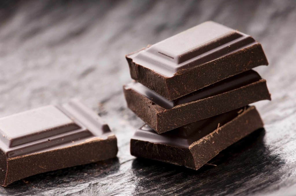 close-up of bars of dark chocolate