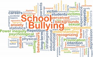 word cloud with the words for school bullying