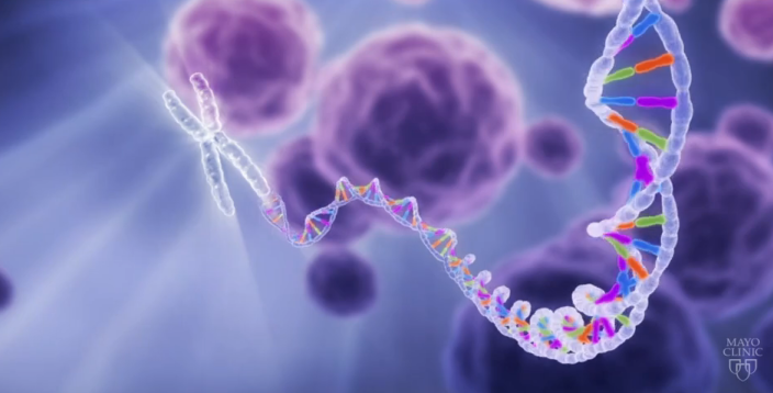 Medical illustration of DNA strand