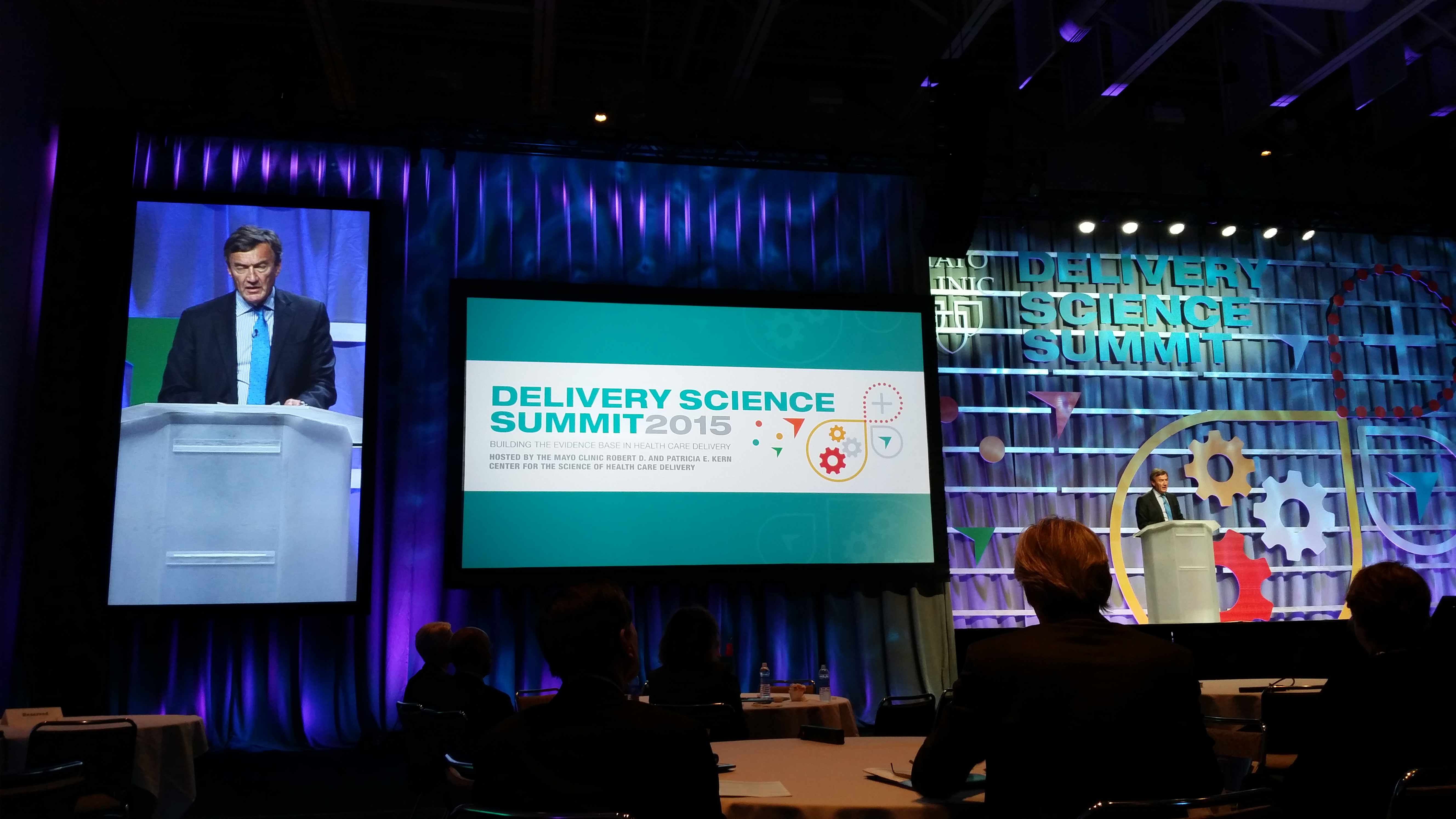 Dr. John Noseworthy addressing the Delivery Science Summit 2015, Center for the Science of Health Care Delivery