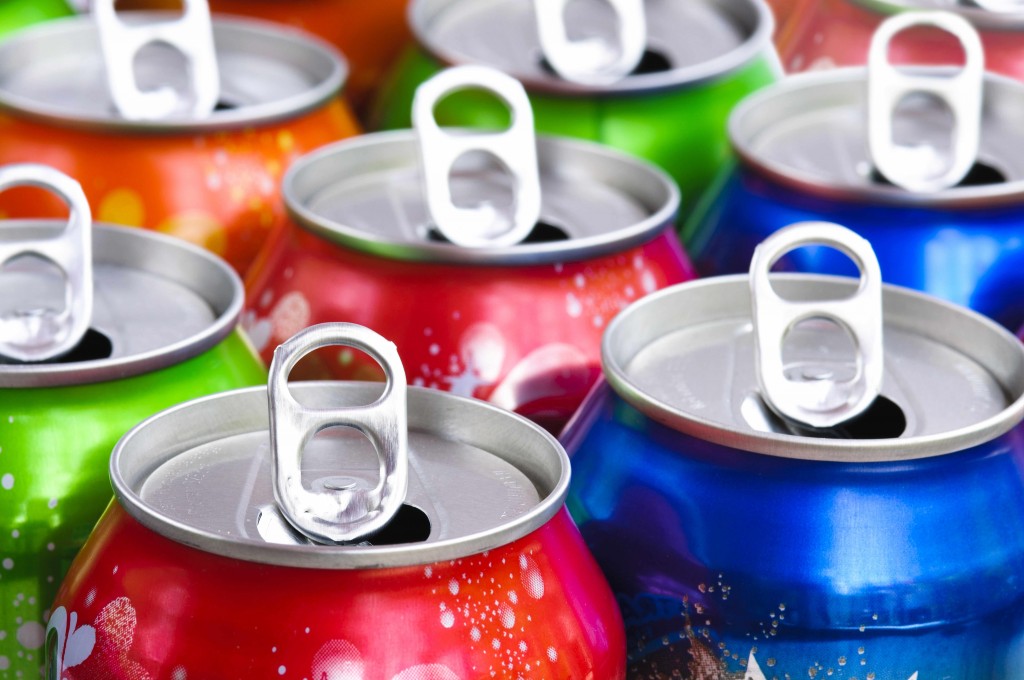 open cans of soda drinks