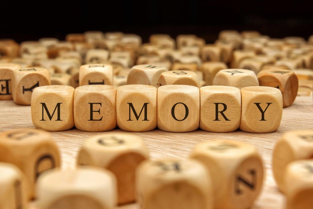 wood blocks with the word memory