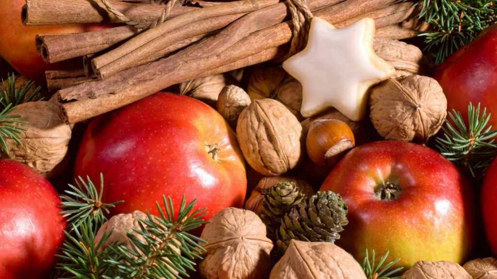 holiday fruits and nuts, cookies and treats