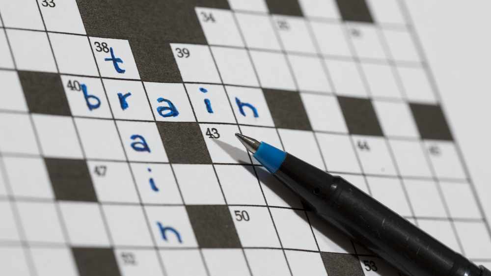Crossword puzzle saying train and brain