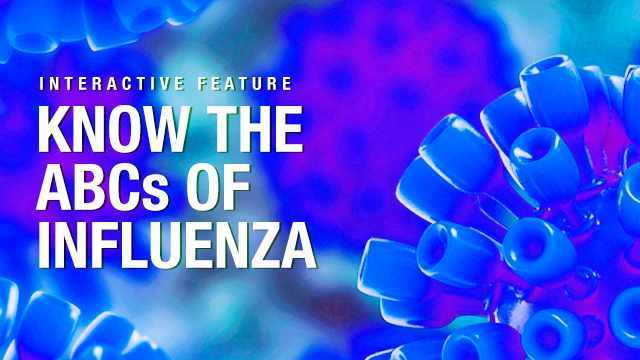 Las palabras “Aprenda el abecé de la influenza” sobre trasfondo azul