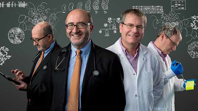 team of scientist and researchers working on medical problems, Dr. Vicente Torres and Dr. Peter Harris