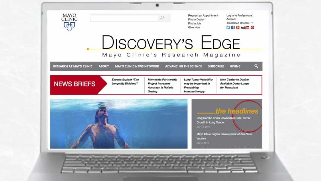 La página web de Discovery’s Edge abierta en una computadora portátil