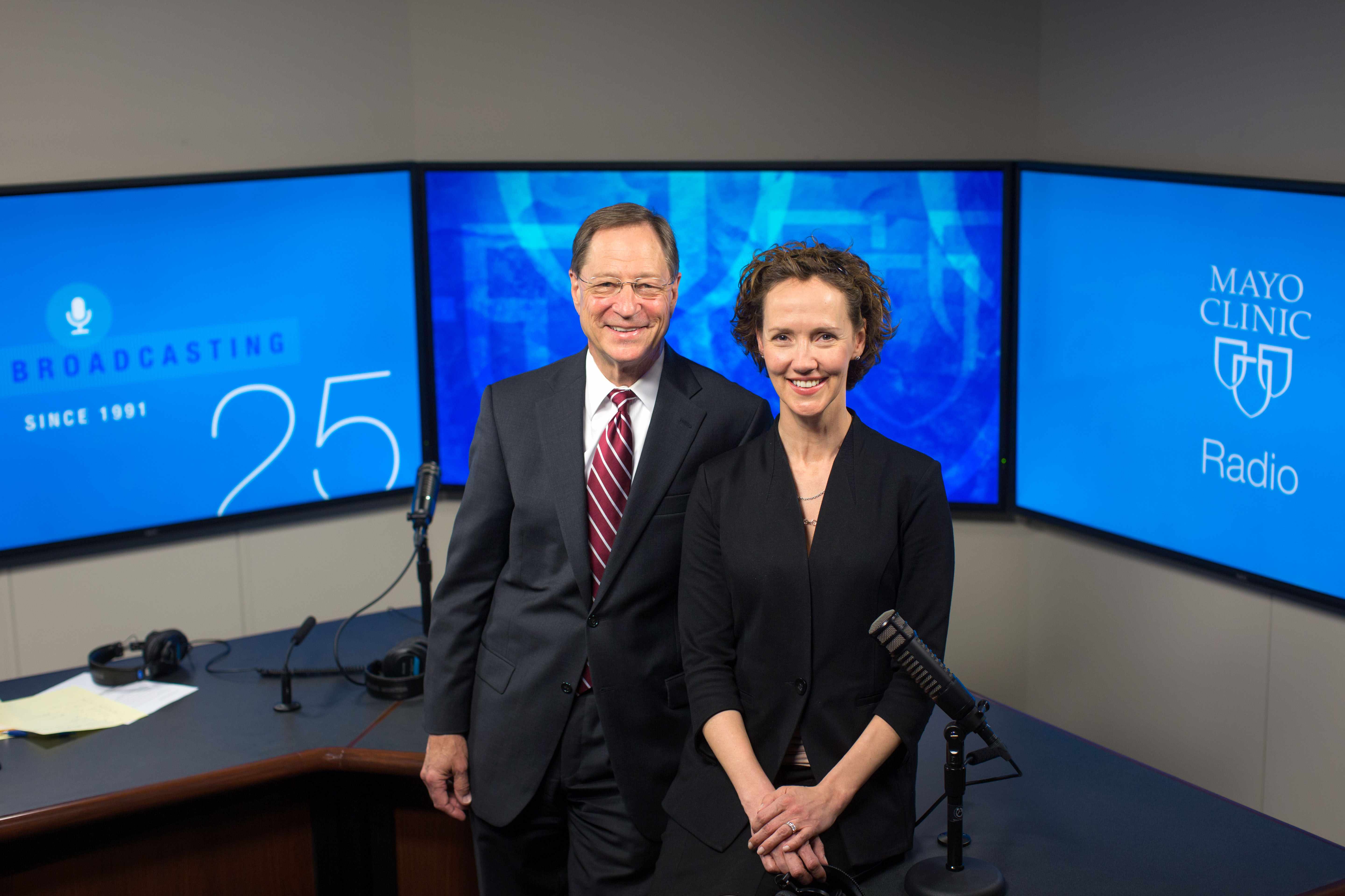 Dr. Tom Shives and Tracy McCray on the set of Mayo Clinic Radio