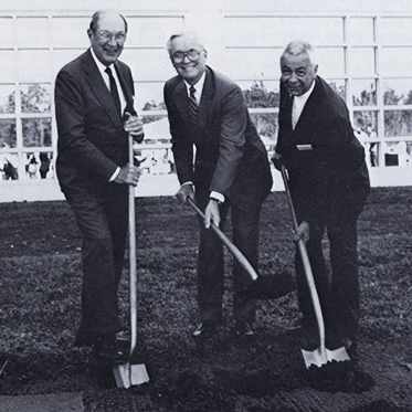 Drs. Richard Weeks, Robert Waller and Leo Black at the groundbreaking ceremony for the 1990 Florida campus expansion