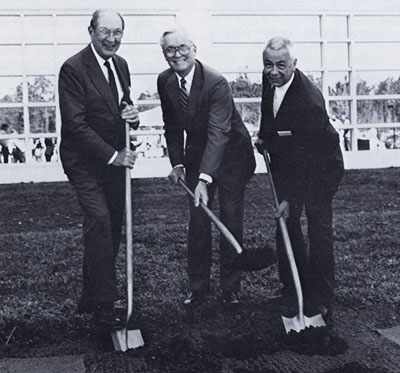 Drs. Richard Weeks, Robert Waller and Leo Black at the groundbreaking ceremony for the 1990 Florida campus expansion