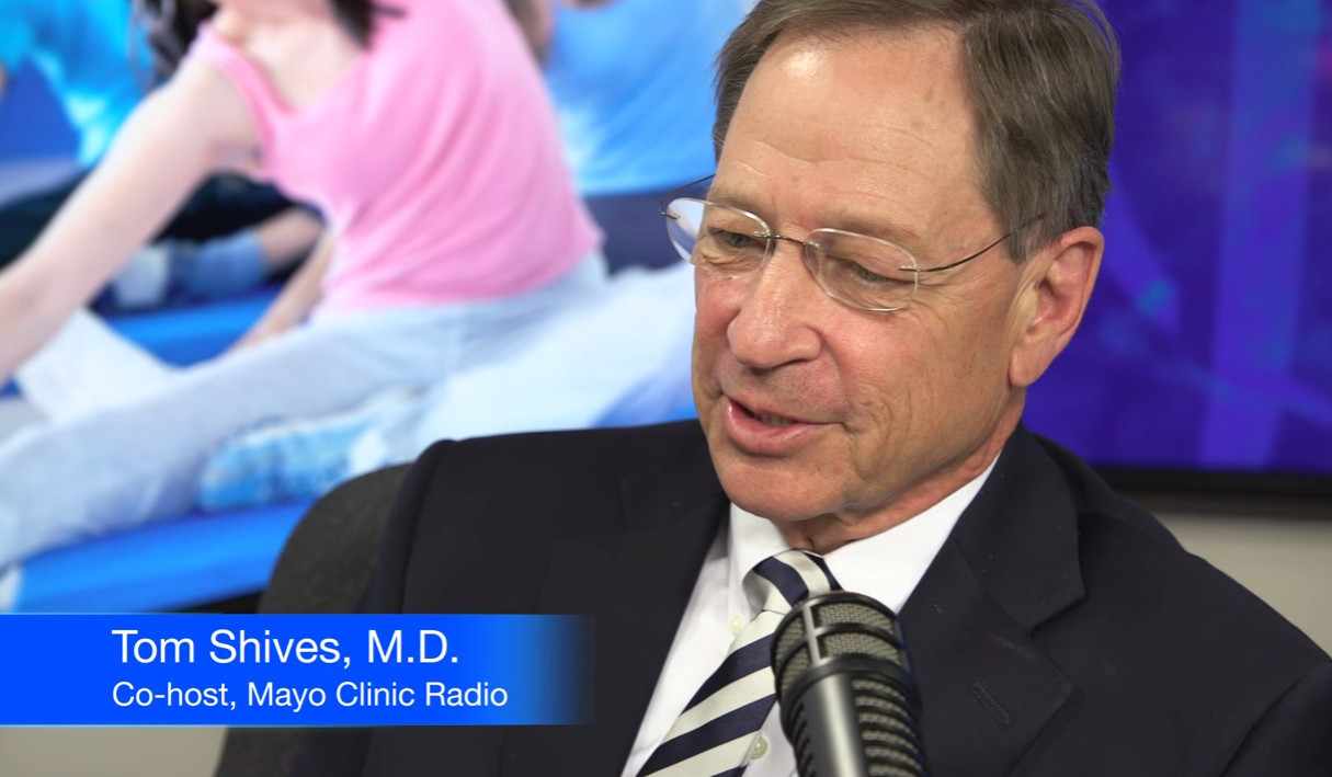 Dr. Tom Shives in Mayo Clinic Radio studio being interviewed