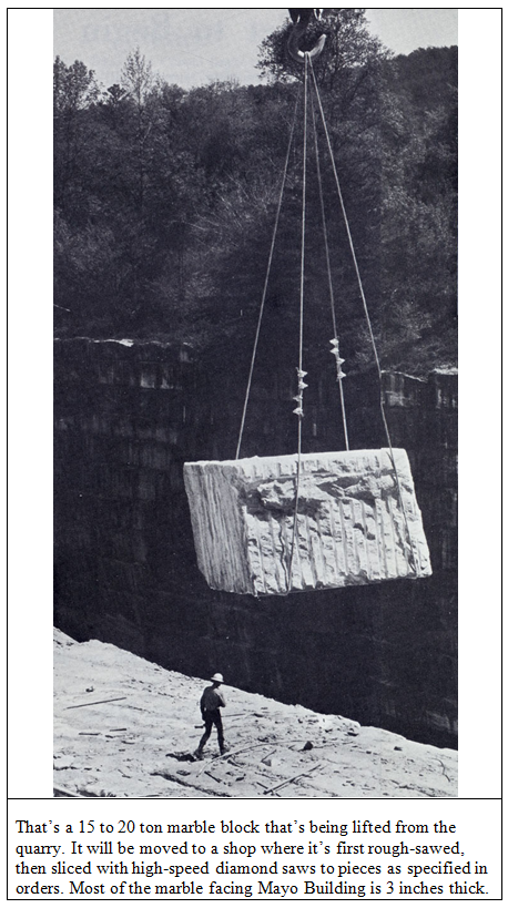 a block of marble being removed from the Georgia Marble Company quarry