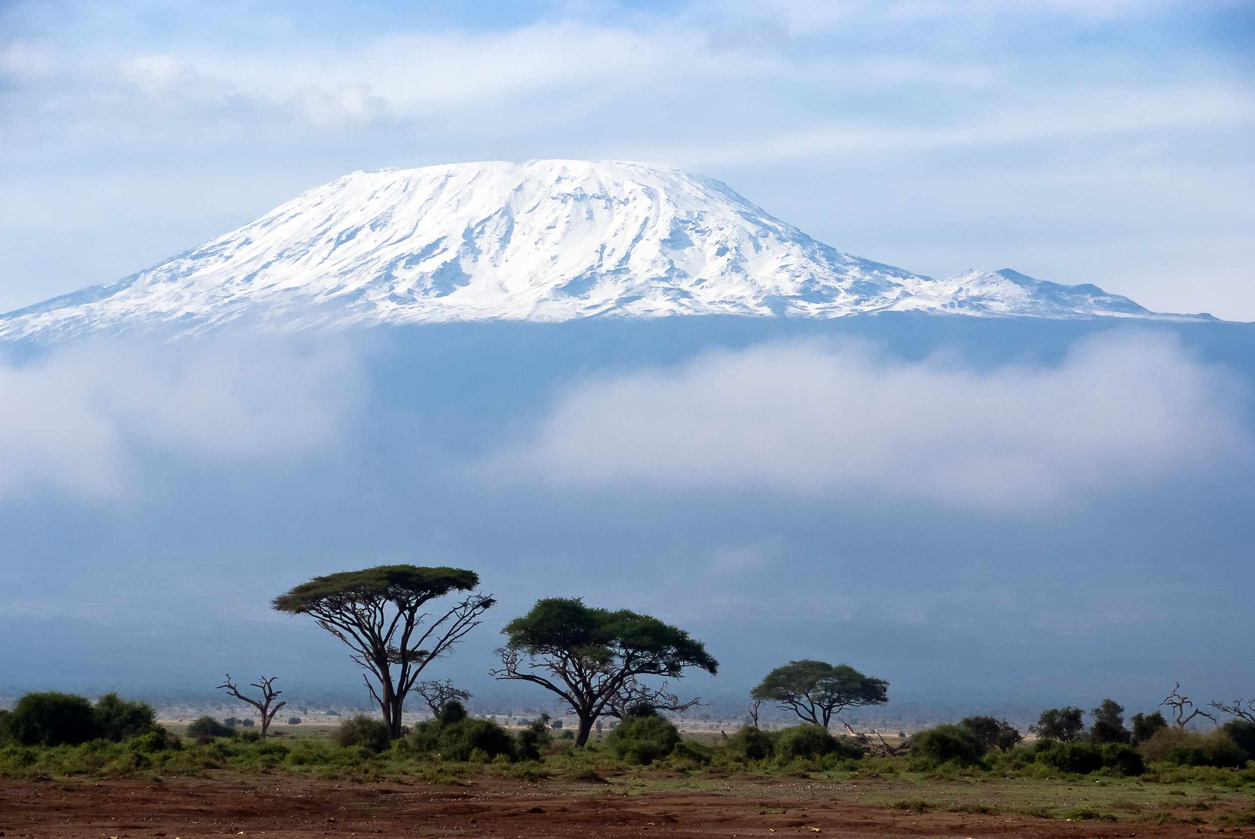 long distance photo of Mt. Kilimanjaro in Africa
