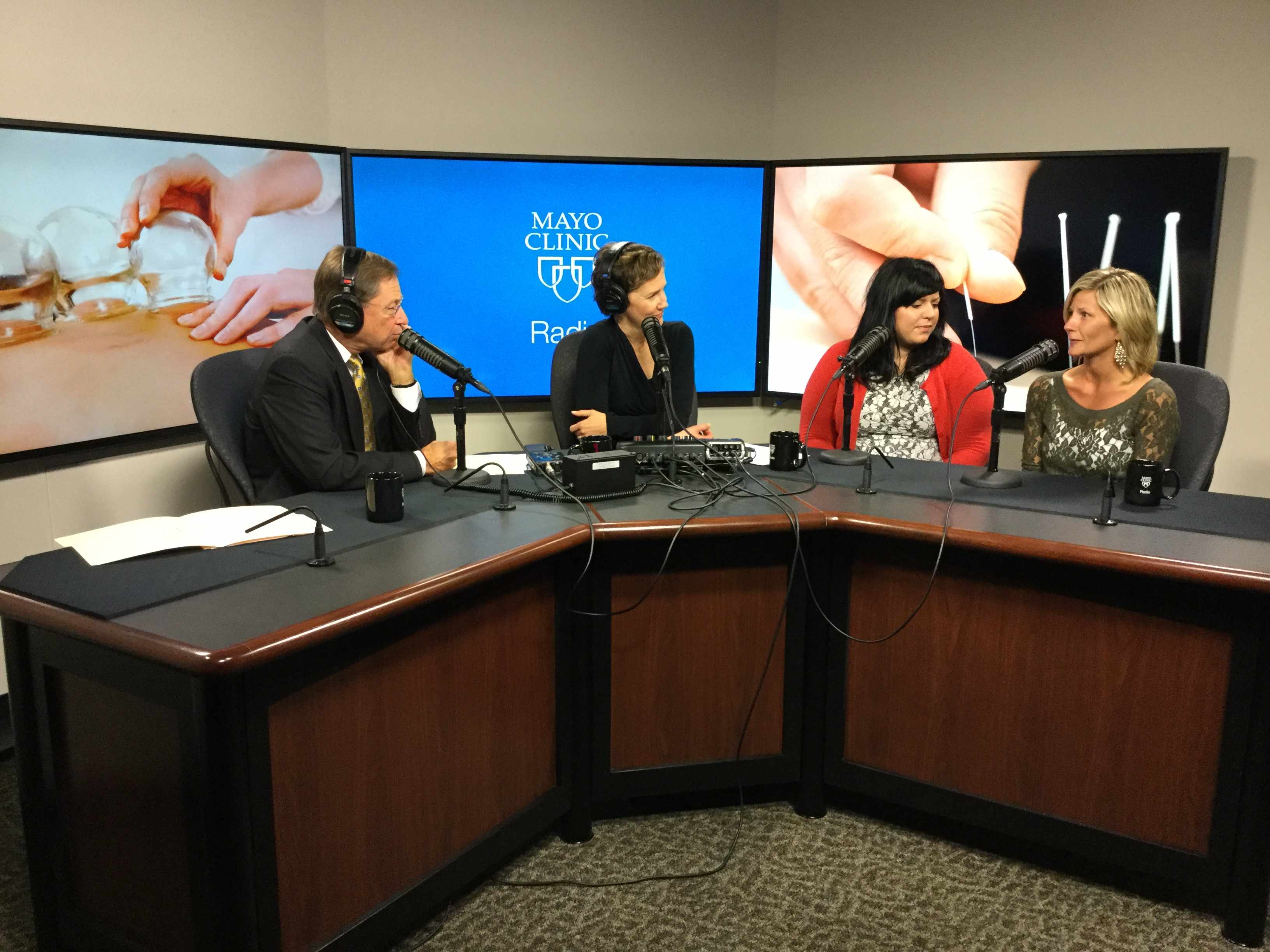 Sara Bublitz and Heather Spaniol being interviewed on Mayo Clinic Radio