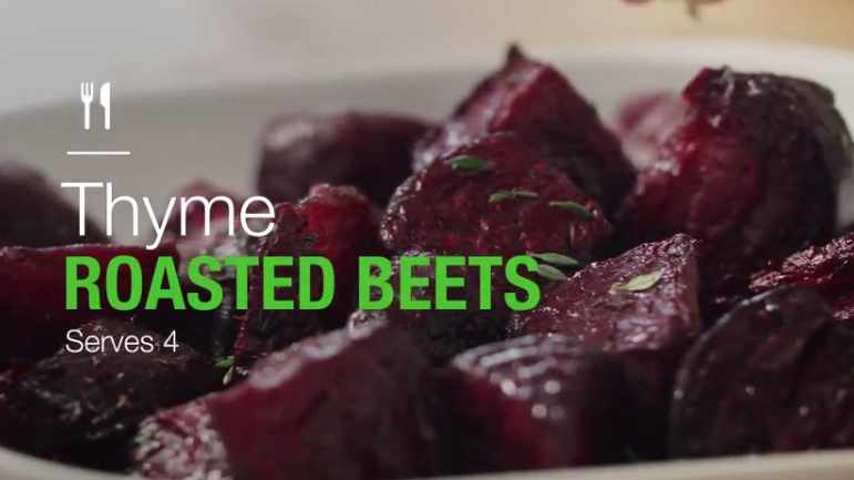 close up of thyme roasted beets
