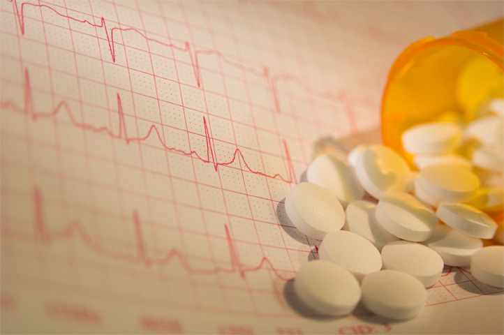 heart rate graph and prescription pills