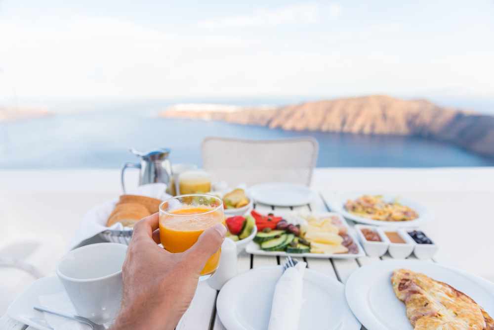 a holiday breakfast overlooking an oceanview on vacation