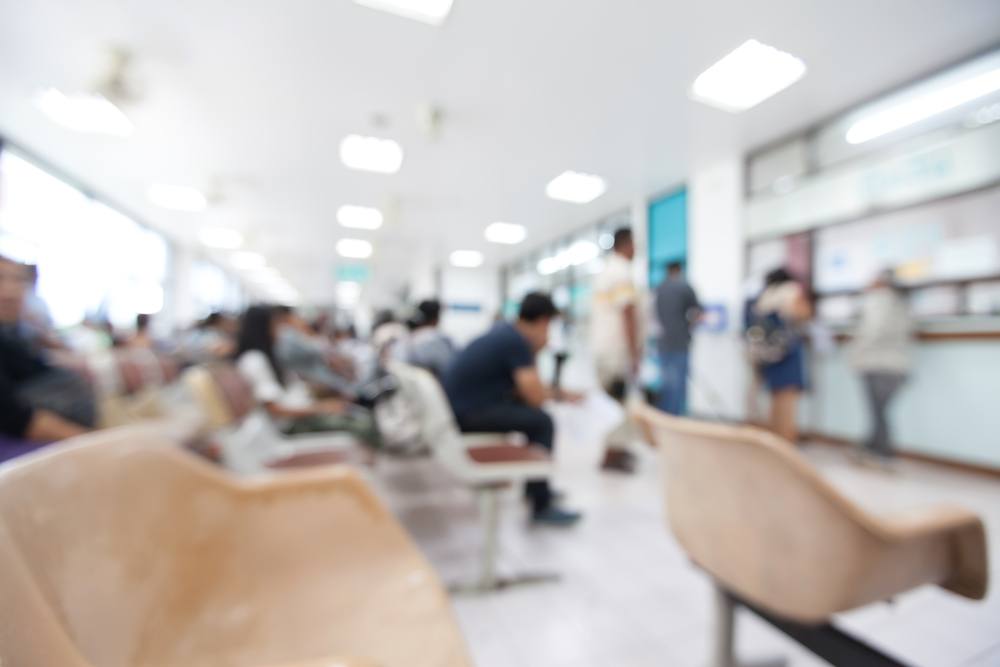 Blurred background of patient waiting for see doctor in the hospital