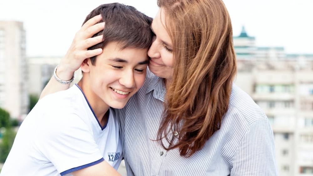 Mother with teenage son