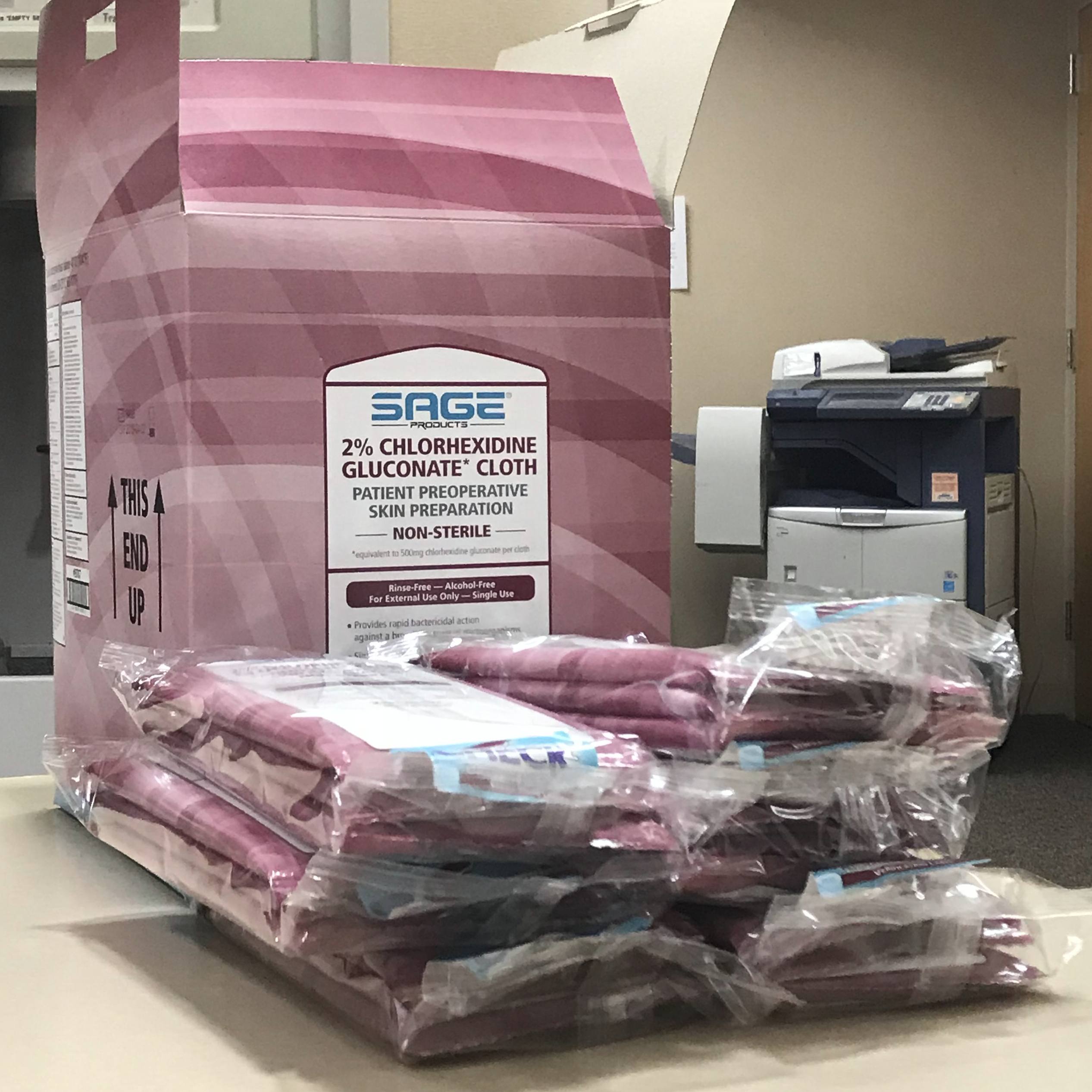 boxes of sterile cloth being unloaded at Saint Marys Hospital 
