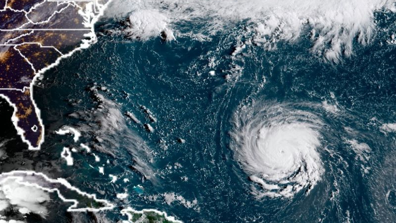 Imagen de satélite del huracán Florence cortesía de la Oficina Nacional de Administración Oceánica y Atmosférica