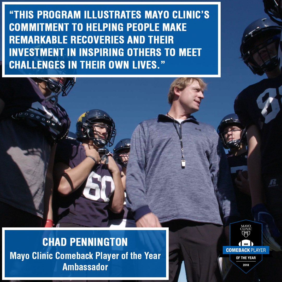 Comeback Player of the Year graphic with football player Chad Pennington