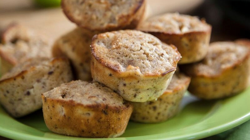 closeup of apple cinnamon muffins on a green plate