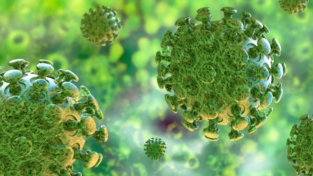 microscopic 3D illustration of coronavirus