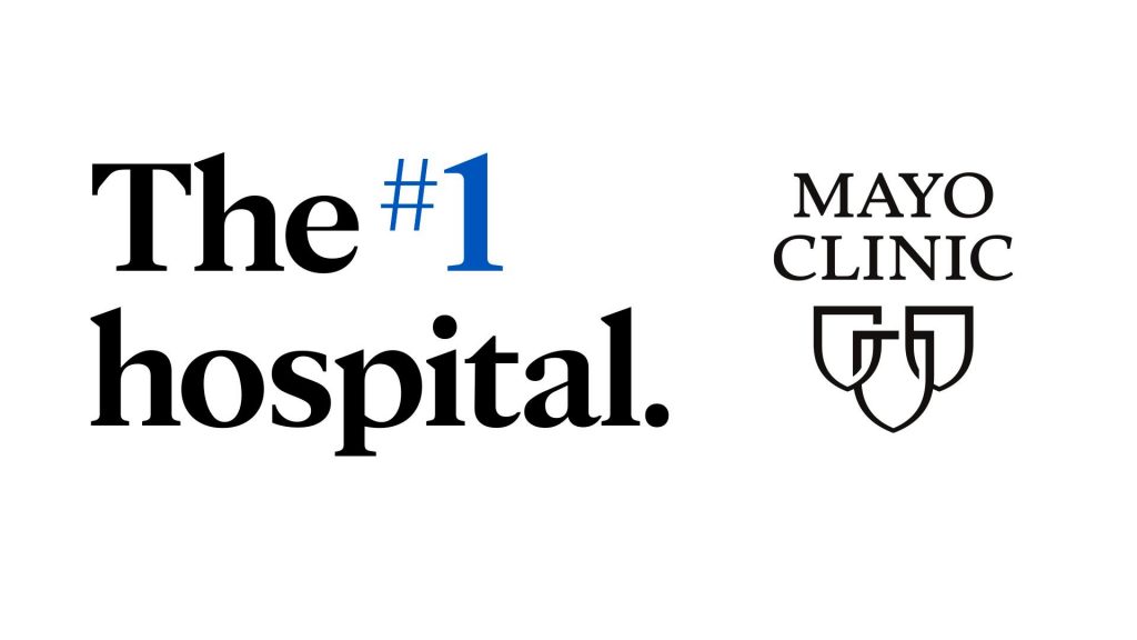 Graphic noting Mayo Clinic as the number 1 ranked hospital in the United States