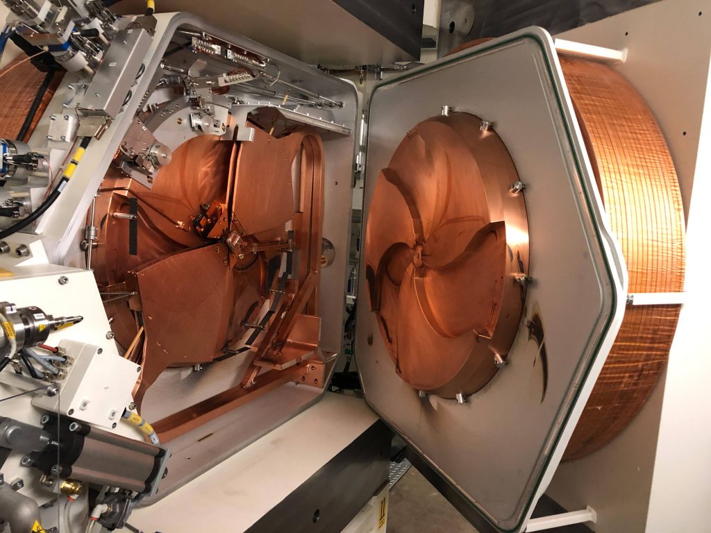 copper colored Cyclotron machine on Mayo Clinic Florida campus