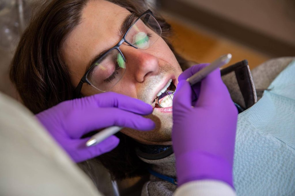 Man getting a dental checkup