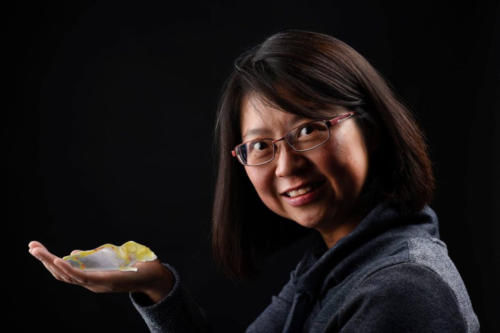 Kah Whye Peng, Ph.D., holding a 3D printed mouse