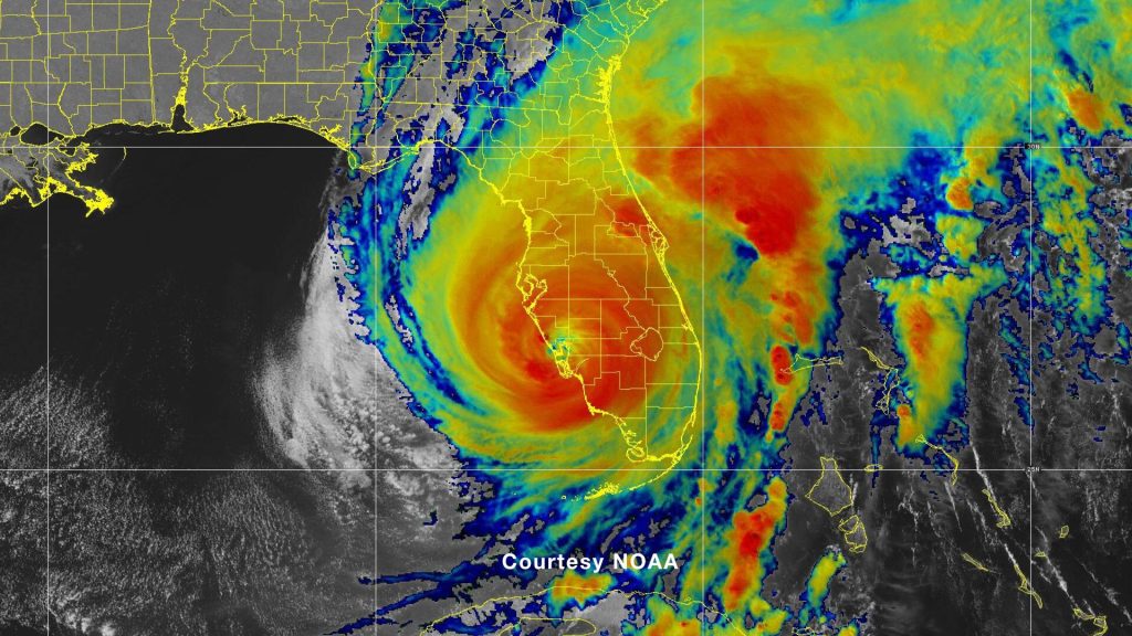 September 28th 2022 satellite imagery of Hurricane Ian over Florida