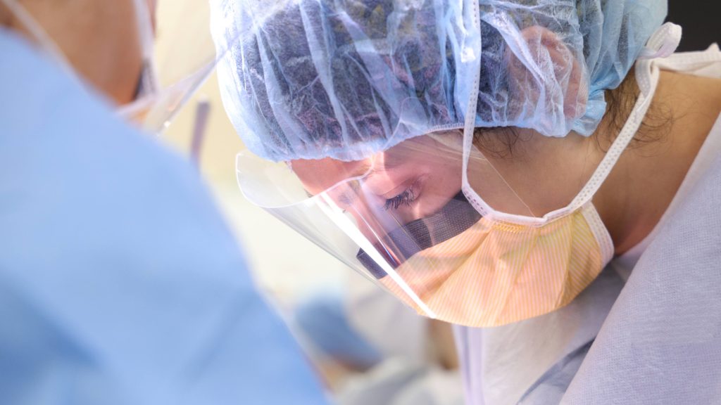 Closeup of Dr. Kristina Butler during surgery