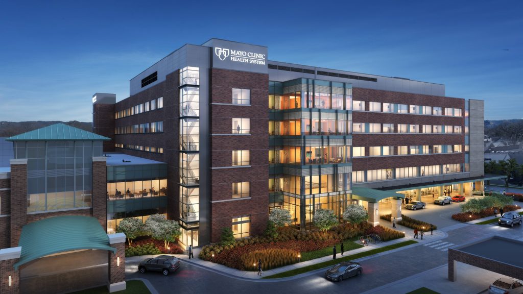 artist rendering of the new Mayo Clinic Health System hospital building in La Crosse, WI