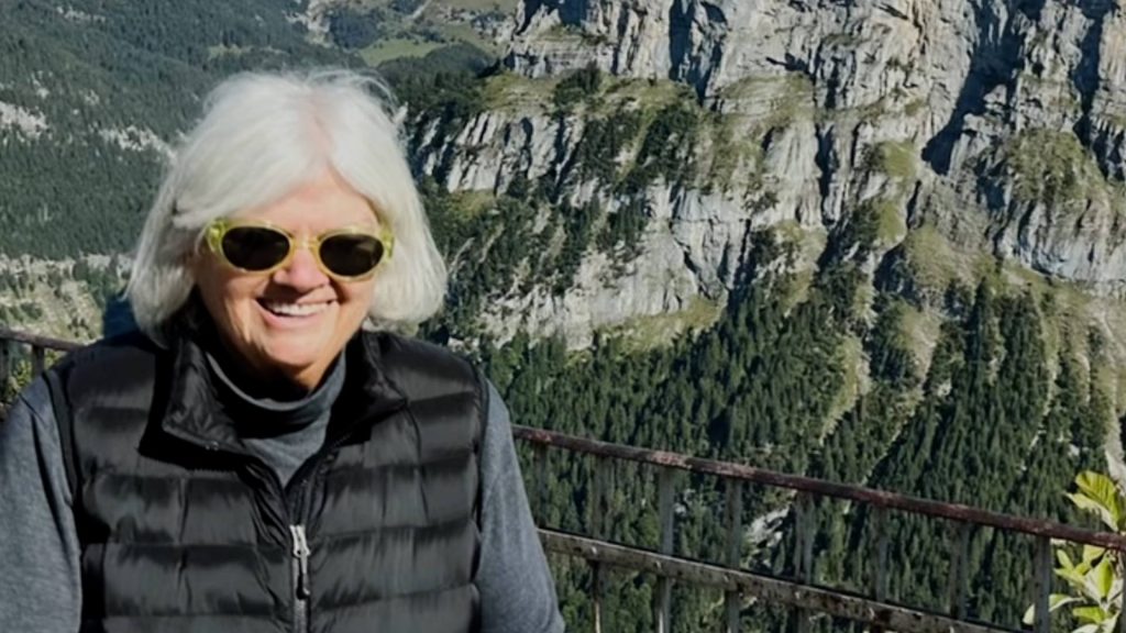 Patient Donna Monroe visits Switzerland one year after surgery for a pancreatic aneurysm.